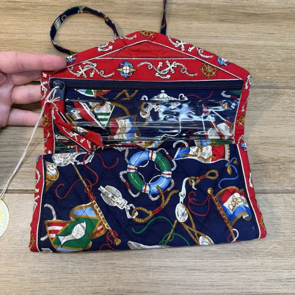Vtg Vera Bradley Regatta Nautical Roll-Up Cosmetic Travel Bag Retired Rare NWT